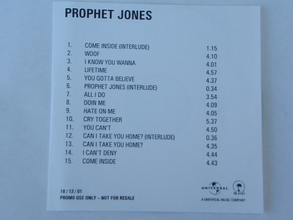 Prophet Jones – Prophet Jones (2001, CD) - Discogs