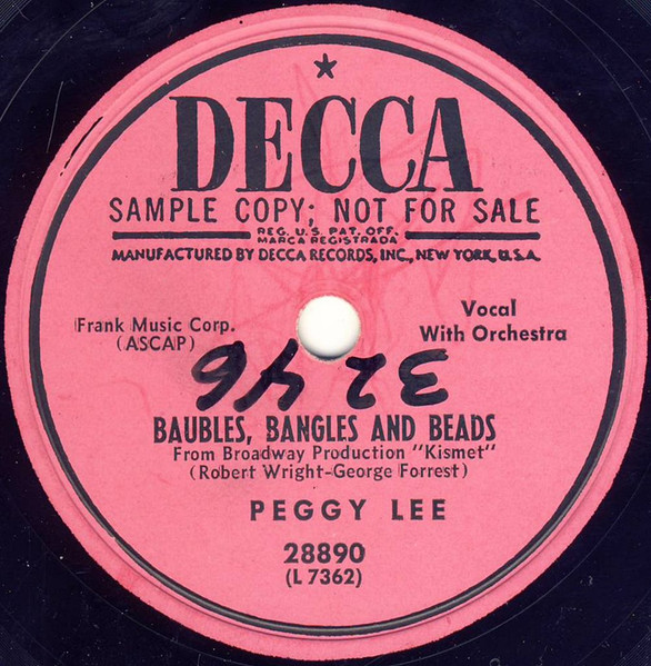 Peggy Lee – Baubles, Bangles And Beads / Love You So (1952, Vinyl