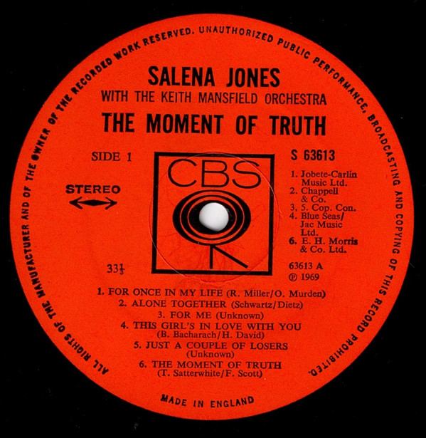 baixar álbum Salena Jones With The Keith Mansfield Orchestra - The Moment Of Truth