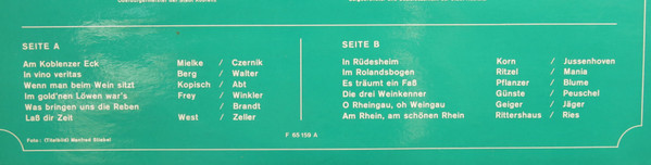 Franz Josef Kraus , Bläser-Ensemble Des Heeresmusikkorps 5 Koblenz , Oberstleutnant Heinz Schlüter - In Vino Veritas | Not On Label (F 65 159 A) - 5