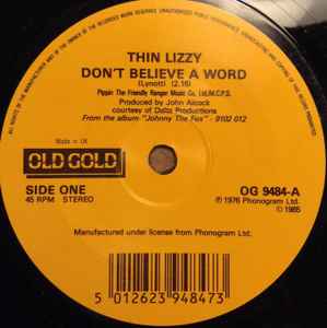 Thin Lizzy – Don't Believe A Word (1985, Vinyl) - Discogs