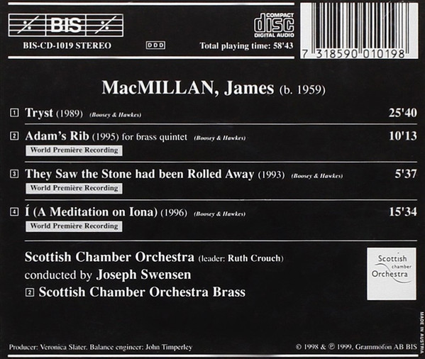 last ned album James MacMillan Scottish Chamber Orchestra Joseph Swensen - Tryst Í A Meditation On Iona Adams Rib They Saw The Stone Had Been Rolled Away