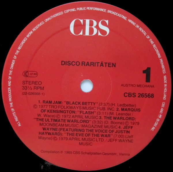 Various - Disco Raritäten Vol. 1 | CBS (CBS 26568) - 3