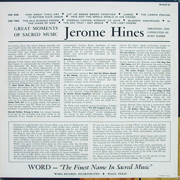 baixar álbum Jerome Hines - Great Moments Of Sacred Music