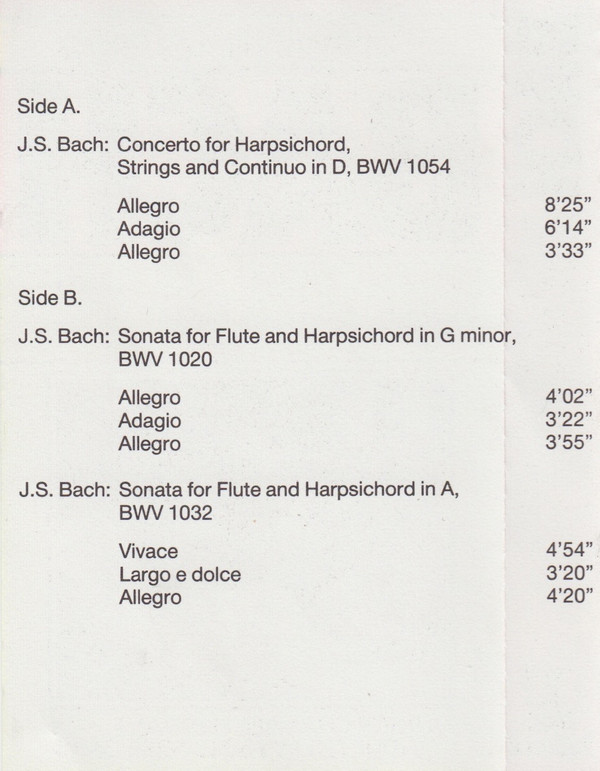 last ned album Bach, Munich Chamber Ensemble, Hans Peter Gmür - Harpsichord Concerto Sonatas For Flute Harpsichord