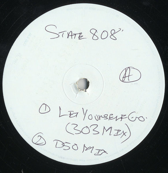 808 State – Let Yourself Go / Deepville (1988, Black Centre Labels 