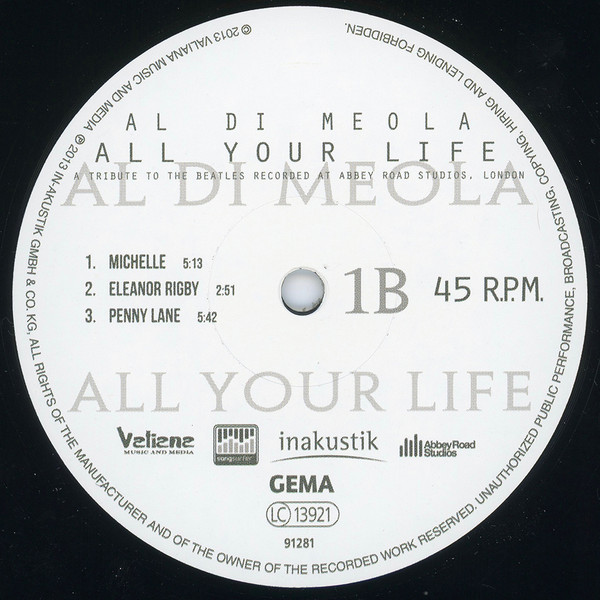 lataa albumi Al Di Meola - All Your Life A Tribute To The Beatles Recorded At Abbey Road Studios London