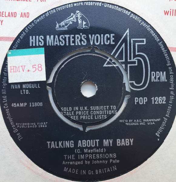 The Impressions – Talking About My Baby (1964, Vinyl) - Discogs