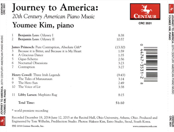 télécharger l'album Youmee Kim, Benjamin Lees, James Primosch, Henry Cowell, Libby Larsen - Journey To America 20th Century American Piano Music