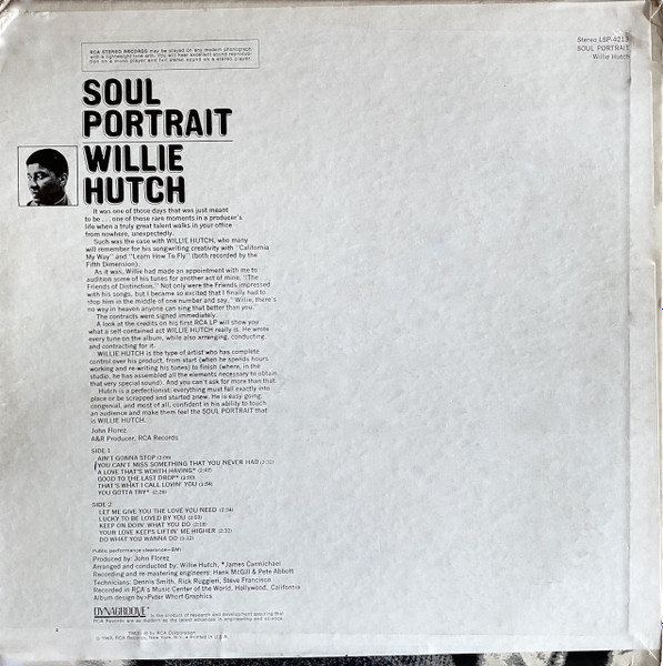 Willie Hutch – Soul Portrait (1969, Vinyl) - Discogs