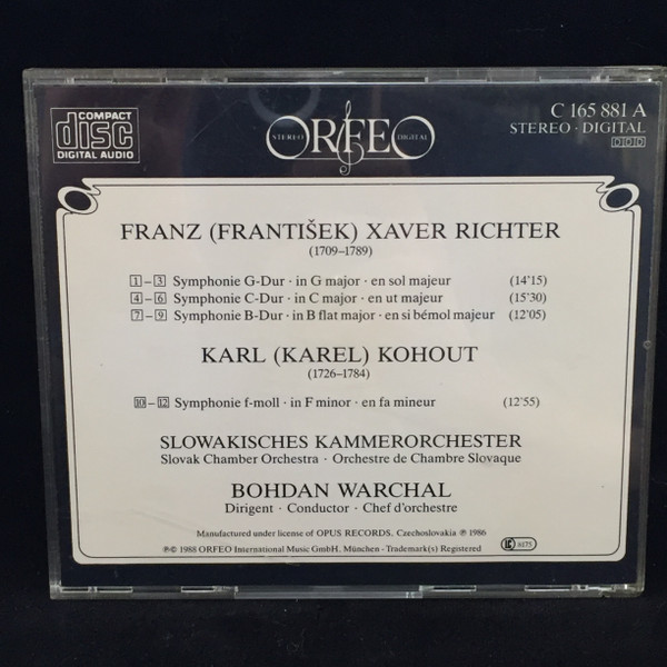 télécharger l'album Franz Xaver Richter, Karel Kohout - Symphonies