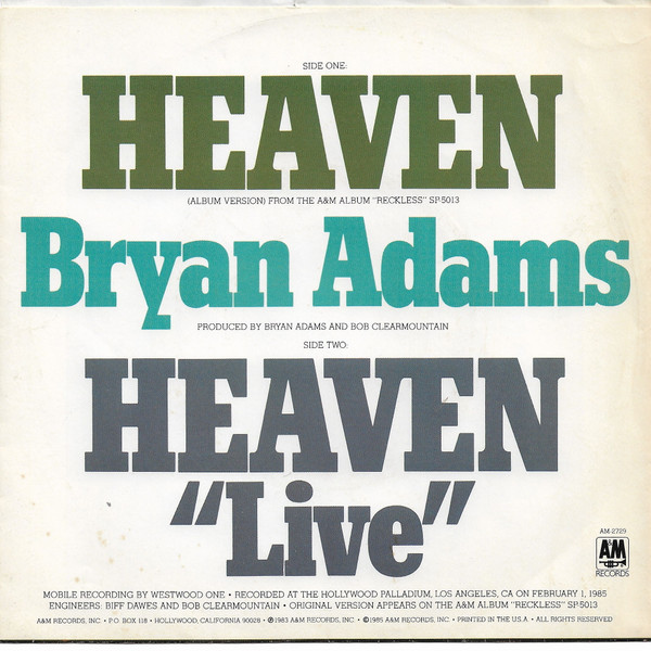 Bryan Adams - Heaven | A&M Records (AM-2729) - 4