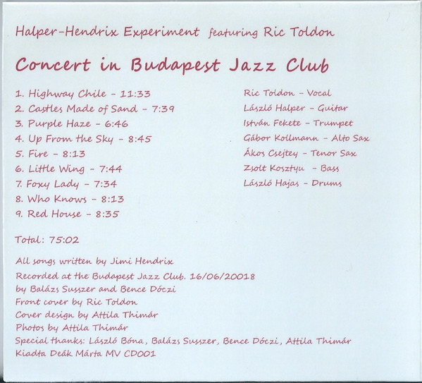 last ned album HalperHendrix Experiment ,feat Ric Toldon - Concert In Budapest Jazz Club