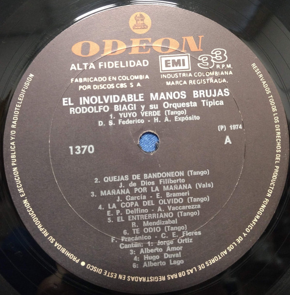 baixar álbum Rodolfo Biagi Y Su Orquesta Típica - El Inolvidable Manos Brujas Rodolfo Biagi y Su Orquesta Típica