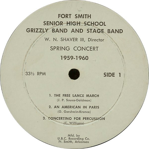 télécharger l'album Fort Smith Senior High School Grizzly Band And Stage Band - Spring Concert 1959 1960