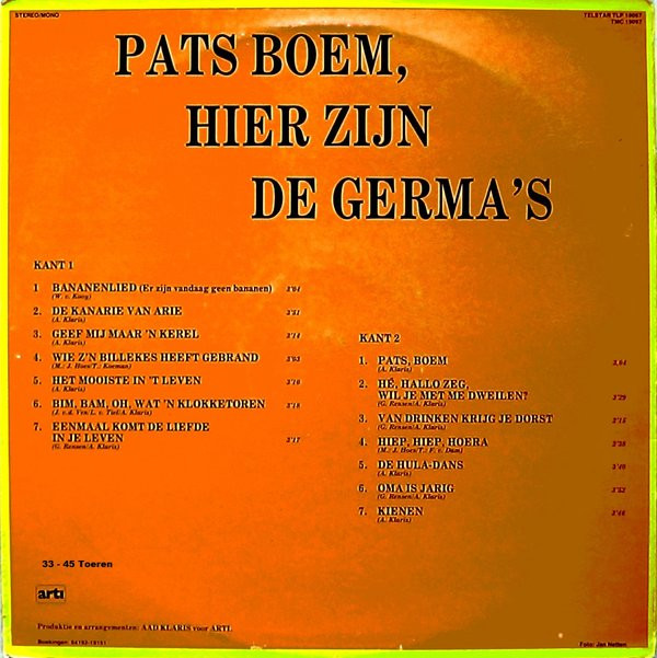 Album herunterladen De Germa's - Pats Boem Hier Zijn De Germas