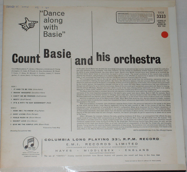 Count Basie And His Orchestra - Dance Along With Basie | Columbia (SCX3333) - 2