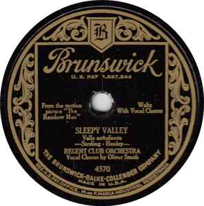 Regent Club Orchestra - Sleepy Valley / My Dear album cover
