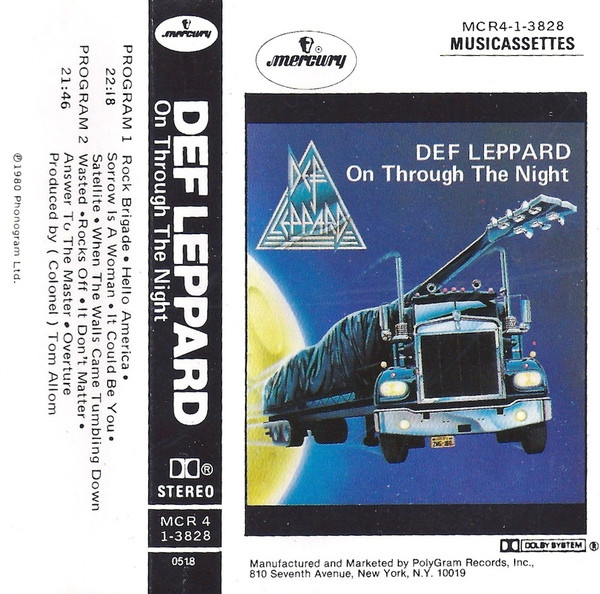 Def Leppard – On Through The Night (1980, 15, Cassette) - Discogs