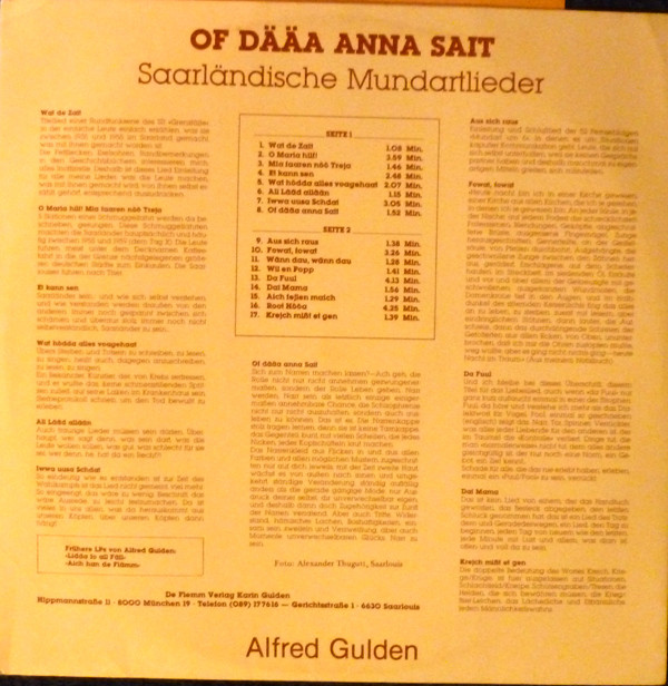 last ned album Alfred Gulden - Of Dääa Anna Sait