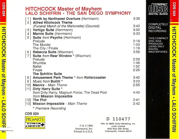 descargar álbum Lalo Schifrin, San Diego Symphony - Hitchcock Master Of Mayhem