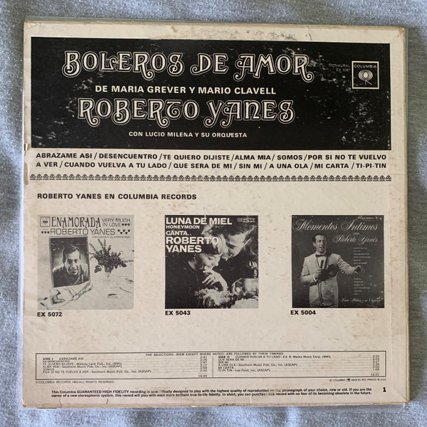 télécharger l'album Roberto Yanes Con Lucio Milena Y Su Orquesta - Boleros De Amor De María Grever Y Mario Clavell