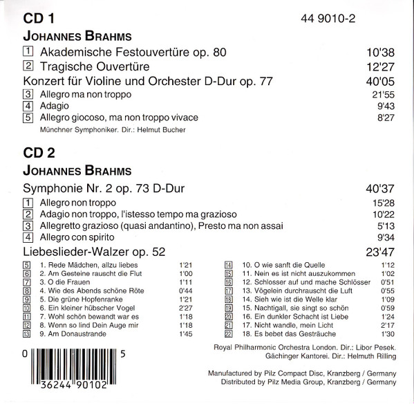 last ned album Johannes Brahms - Festouvertüre Tragische Ouvertüre Liebeslieder Walzer