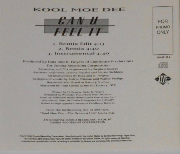 Kool Moe Dee – Can U Feel It (1993, CD) - Discogs