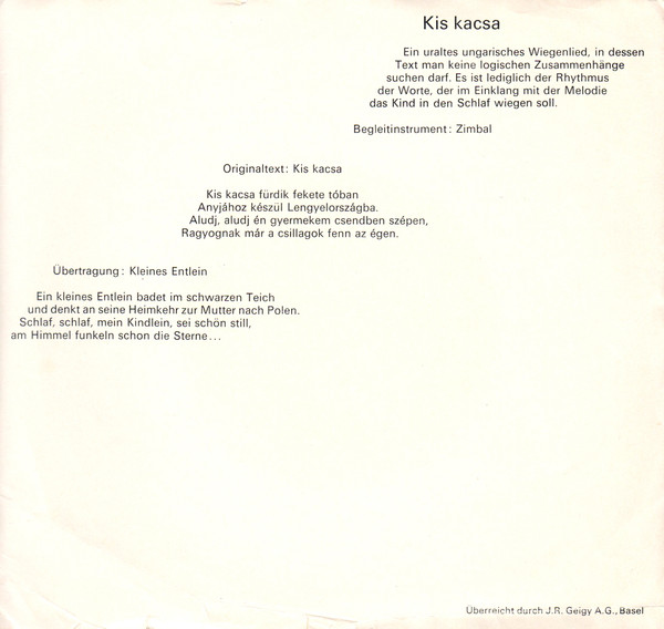ladda ner album Unknown Artist - Dormi Dormi Kis Kacsa