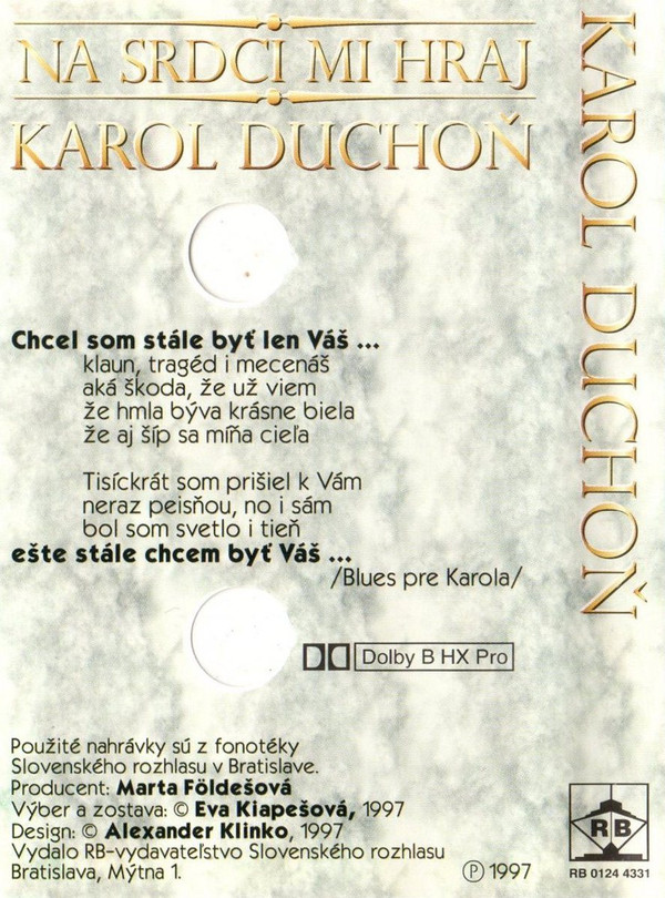 last ned album Karol Duchoň - Na Srdci Mi Hraj
