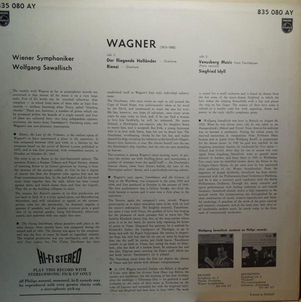 descargar álbum Wagner, Wiener Symphoniker, Wolfgang Sawallisch - Wagner 1813 1883