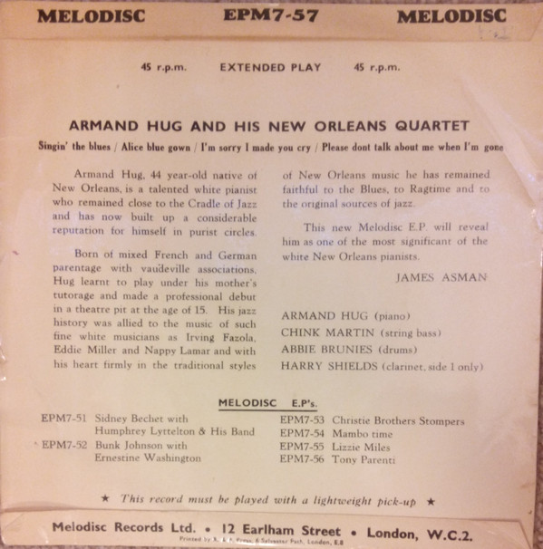 baixar álbum Armand Hug And His New Orleans Quartet - Armand Hug And His New Orleans Quartet