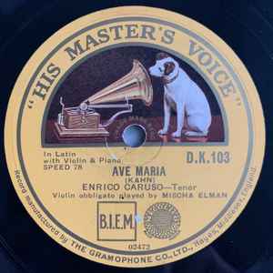 Enrico Caruso Ave Maria Elegie Melodie Shellac Discogs