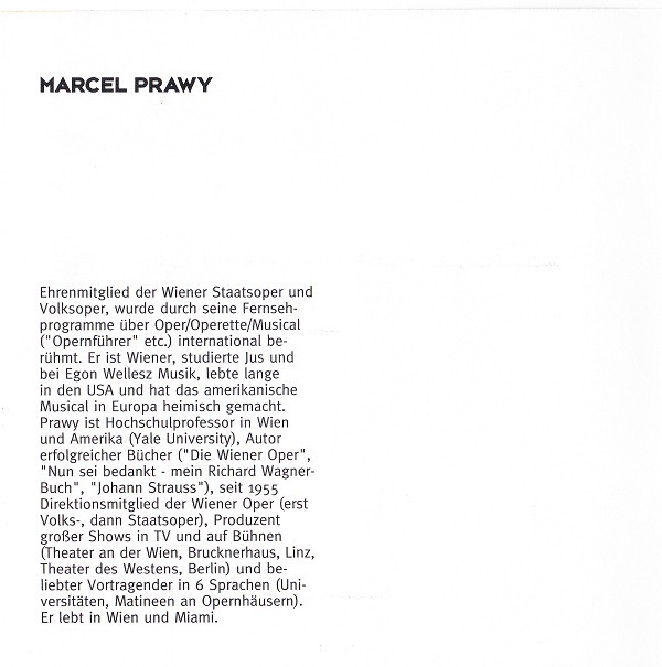 télécharger l'album Marcel Prawy - Marcel Prawy Erzählt Lieblinge Meiner Jugend Oper