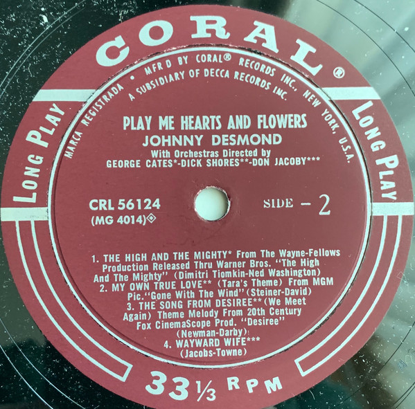 descargar álbum Johnny Desmond - Play Me Hearts And Flowers