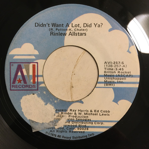 Rinlew Allstars – Didn't Want A Lot, Did Ya? (1978, Vinyl) - Discogs