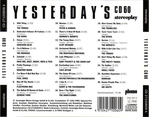 Album herunterladen Various - Yesterdays CD 60