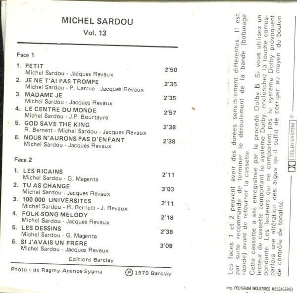 descargar álbum Michel Sardou - Le Disque DOr