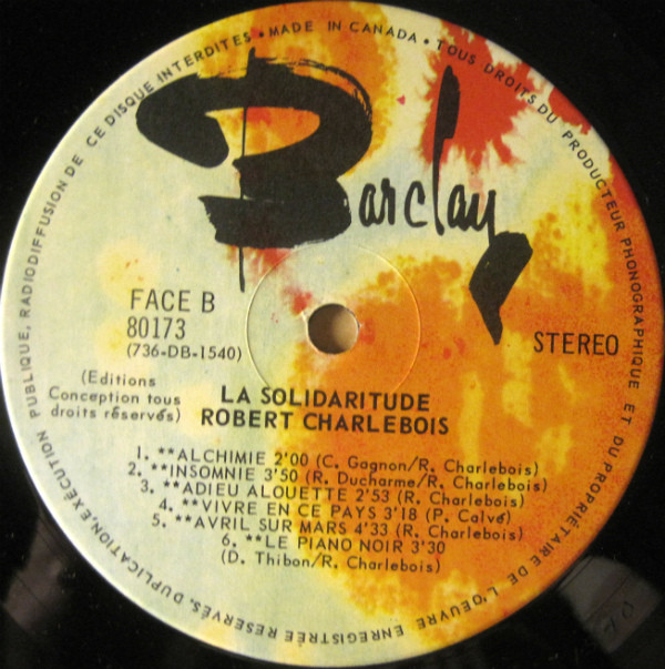 Robert Charlebois - La Solidaritude | Barclay (80173) - 6