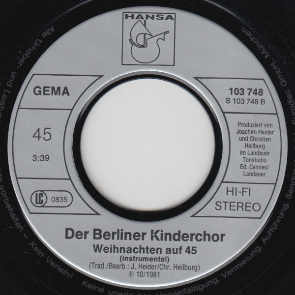 ladda ner album Der Berliner Kinderchor - Weihnachten Auf 45