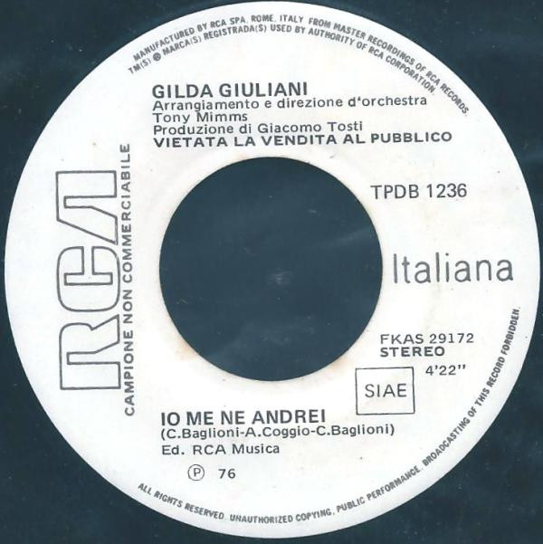 Album herunterladen Gilda Giuliani Riccardo Cocciante - Io Me Ne Andrei Margherita