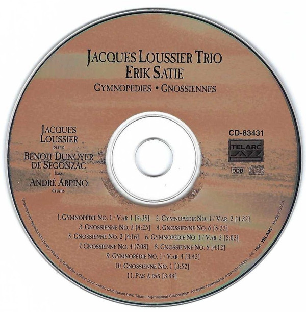 Jacques Loussier Trio - Satie: Gymnopédies • Gnossiennes | Telarc Jazz (515578Y) - 5