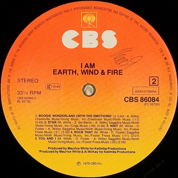 Earth, Wind & Fire - I Am | CBS (CBS 86084) - 6