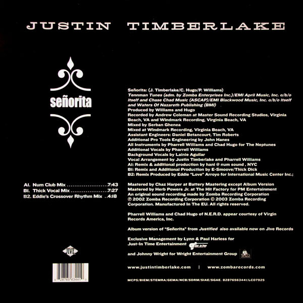 Justin Timberlake – Señorita (2003, Vinyl) - Discogs