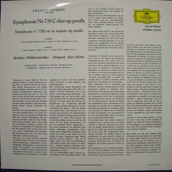 ladda ner album Franz Schubert, Berliner Philharmoniker, Karl Böhm - Symonie Nr 9 C dur Op Posth