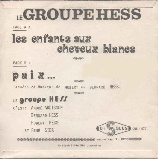descargar álbum Le Groupe Hess - Les Enfants Aux Cheveux Blancs Paix