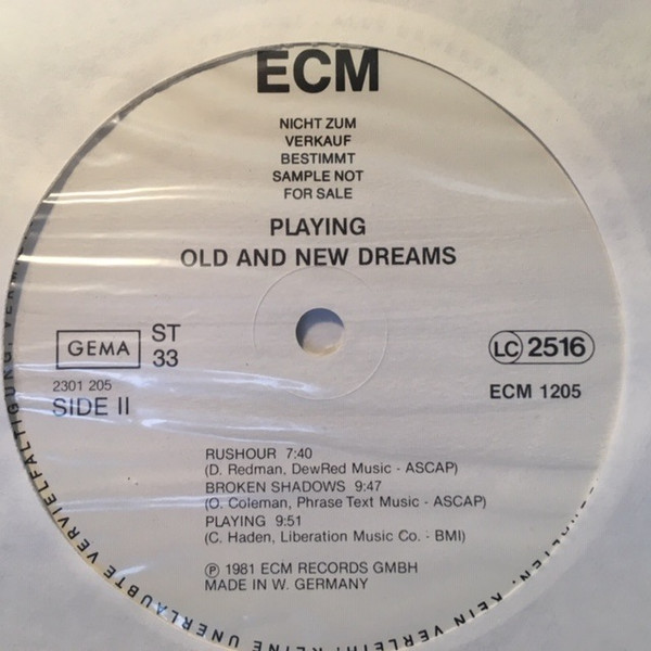 Old And New Dreams – Playing (1981, Vinyl) - Discogs