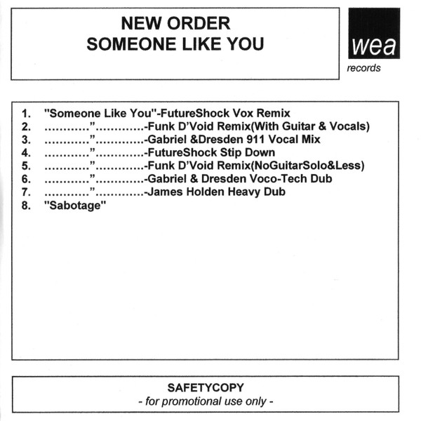 New Order – Someone Like You (2001, CDr) - Discogs