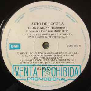 Iron Maiden – Acto De Locura (1983, Vinyl) - Discogs