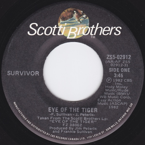 Survivor- Eye of the Tiger 45 RPM Record LP w/ Picture Sleeve